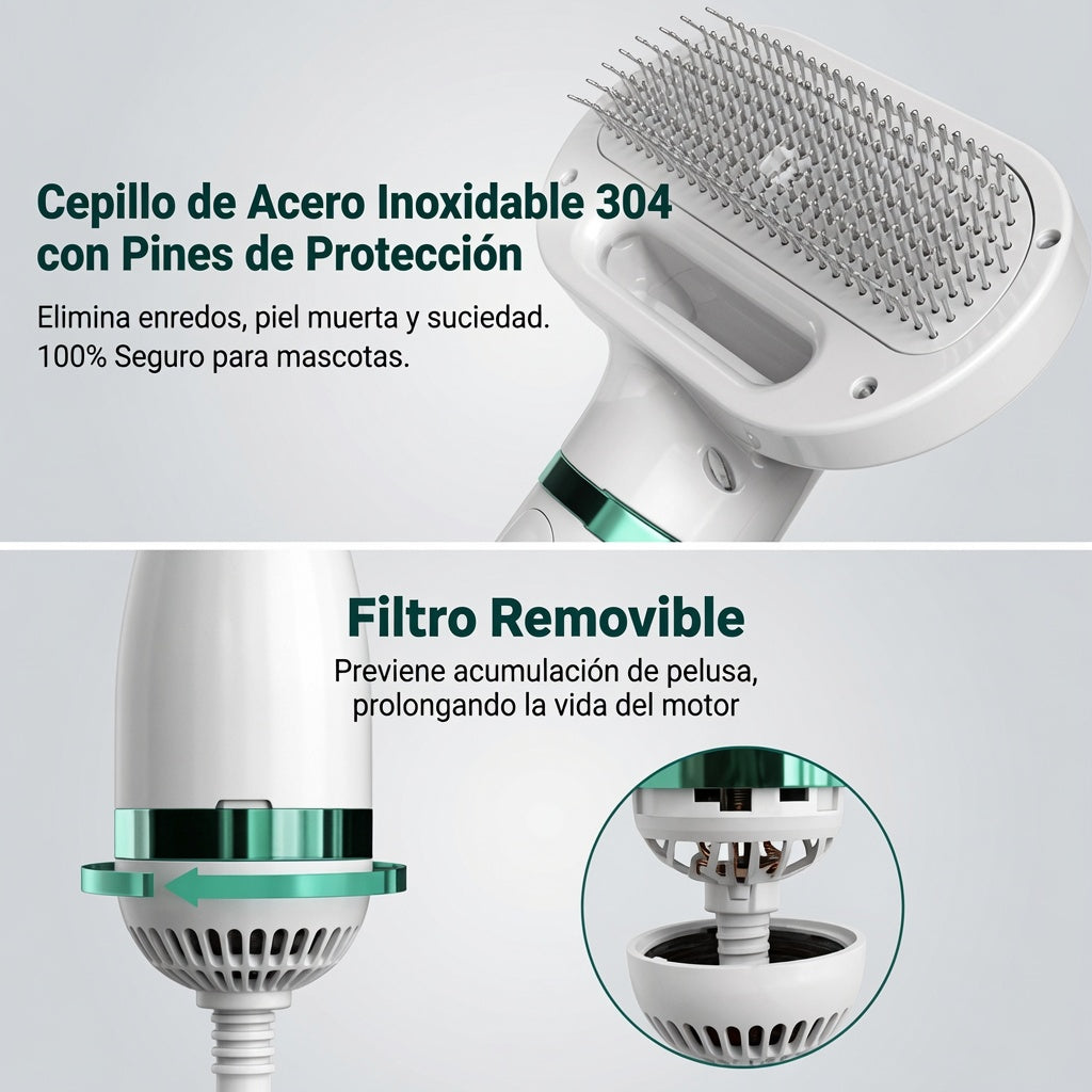 Cepillo Secador Para Mascotas 2 En 1