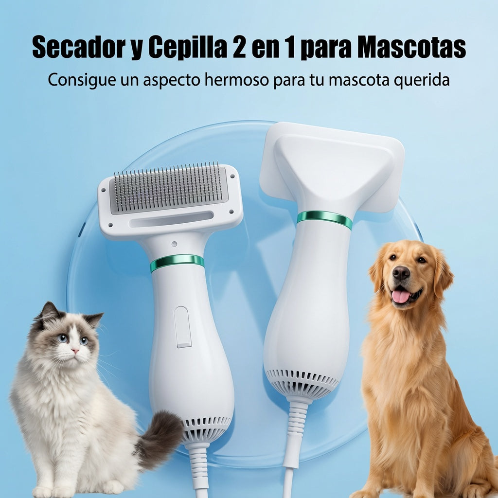 Cepillo Secador Para Mascotas 2 En 1